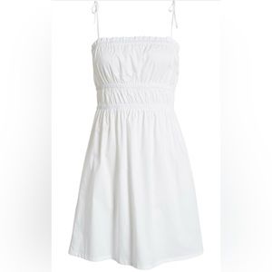 White ruched tie-strap dress. Small.